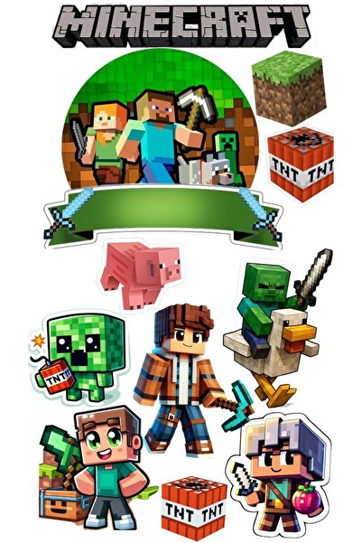 telaşe memuru Minecraft Pasta Süsü - Minecraft Yenilebilir Pasta Resmi ve Yen...
