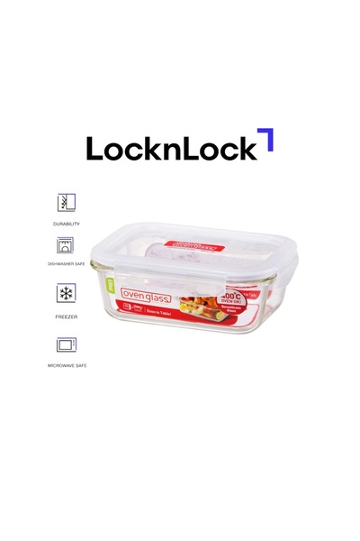 locknlock وعاء زجاجي مستطيل الشكل سعة 630 مل مناسب للفرن - حل تخزين طعام متين...