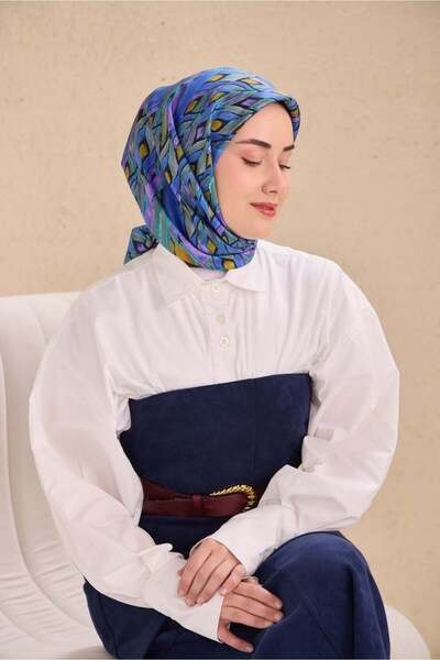 Silk Home Μεταξωτό Φουλάρι Tivil IST 11514- 14 Μπλε Αφηρημένο Σχέδιο