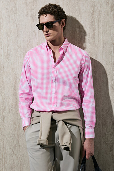 Lufian Marco Men's Basic Shirt Regular Fit Pink