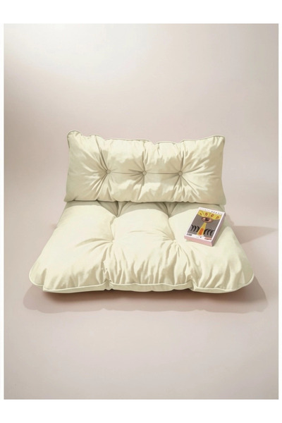 Gullfoss Krem Puf Petek Önü Palet Yer Minderi İkili Takım 70x100 cm