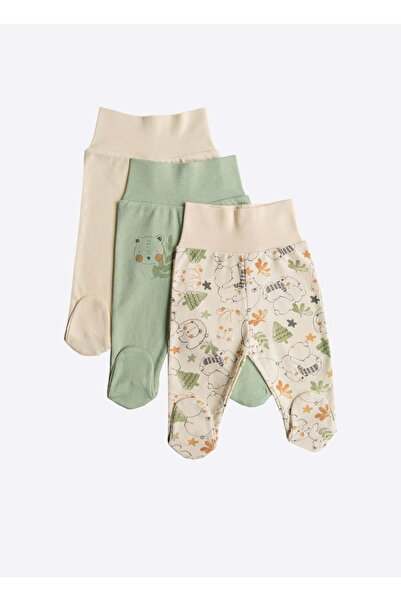 kitikate Organic Cute Bear 3-Piece Booties Pants Set Green