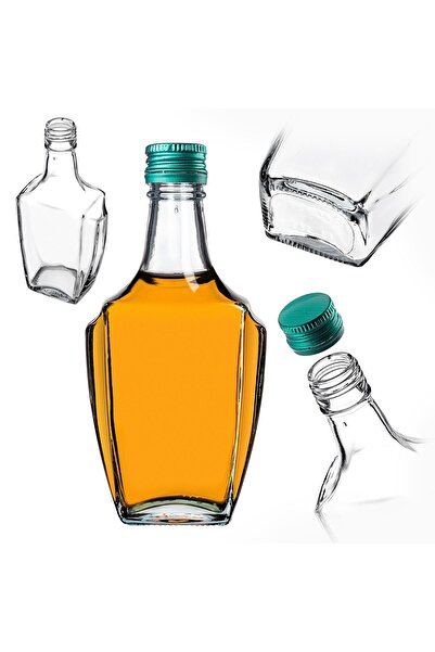 KADAX Sticlă de sticlă pentru lichior, 250 ml, cu capac verde, 5 buc.