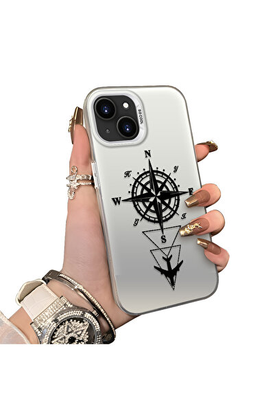 ucuc iPhone 13 Mini Compatible Hard Acrylic Back Silicone Edge Lens Protectio...