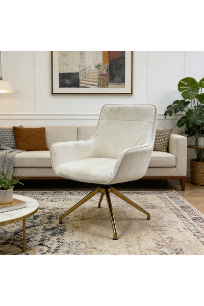 Bleco كرسي طعام وكرسي استرخاء من قماش فاخر بتصميم منزلي أنيق - قابل للدوران 3...