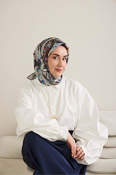 Silk Home Tivil Silk Scarf Ist 11504- 26 Silver Ethnic Pattern