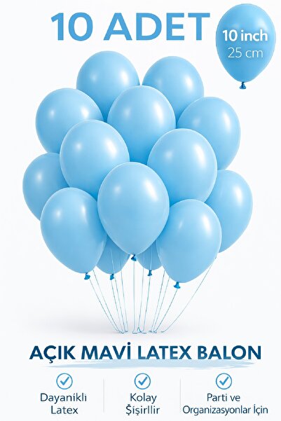 BKMC PARTY 10 Adet Latex Balon 10 İnç Parti Balonu Doğum Günü Süsleme Balonu