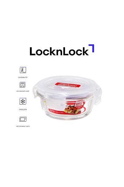 locknlock وعاء زجاجي دائري من زجاج البوروسيليكات سعة 130 مل، بغطاء محكم الإغل...