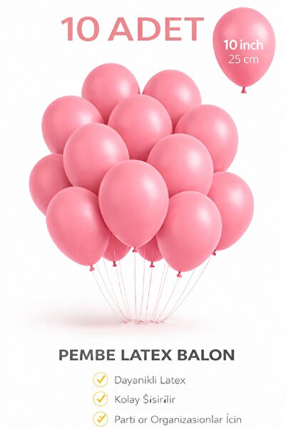 BKMC PARTY 10 Adet Latex Balon 10 İnç Parti Balonu Doğum Günü Süsleme Balonu