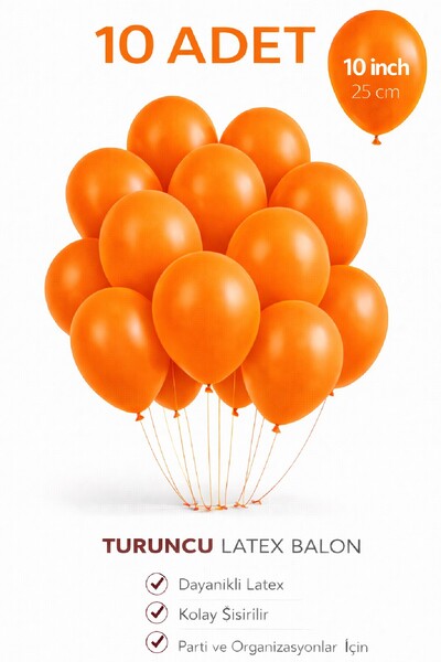 BKMC PARTY 10 Adet Latex Balon 10 İnç Parti Balonu Doğum Günü Süsleme Balonu