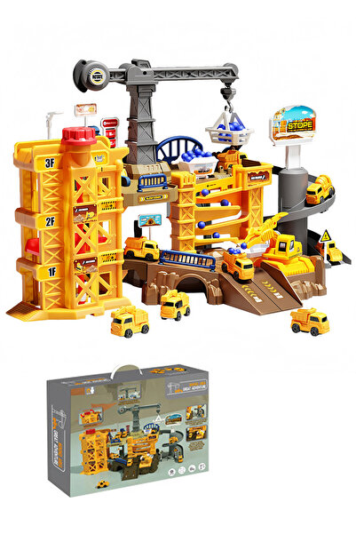 Ma Baby Kids Car Ramp Track Set, with 4 Mini Cars Engineering Vehicle Play Ca...