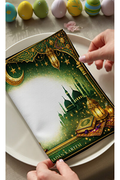 Markaev Green Ramadan Kareem Cotton Piece 6-Piece Napkin Set