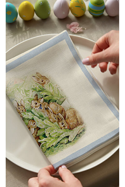 Markaev Easter Rabbit Garden Cotton Piece 6-Piece Napkin Set