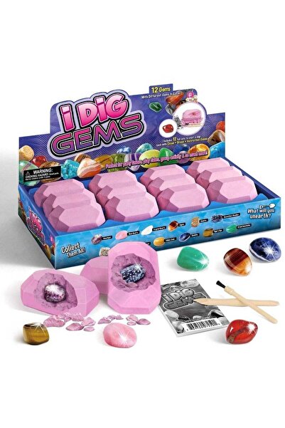 UKR I Dig Gems 12-Pc Rock Mining & Gemstones Excavation Kit | STEM Educationa...