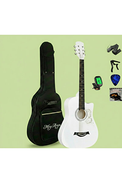 MegArya 38-Inch "Floral Elegance" Acoustic Guitar - Premium Bundle with Bag, ...