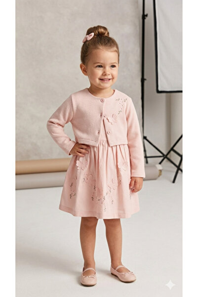 Baby Rose Rochie brodată cu bolero pentru fete BBR-5069