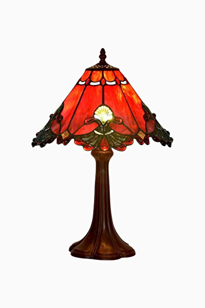 BIEYE Baroque Stil Vitray Cam, El İşçiliği Masa Lambası 48 cm Kırmızı