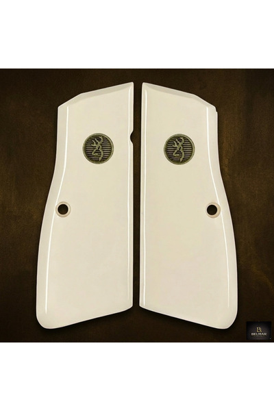 BELMARGRİPS Kabze Browning HP MK3 Fildişi Akrilik Pirinç Logo