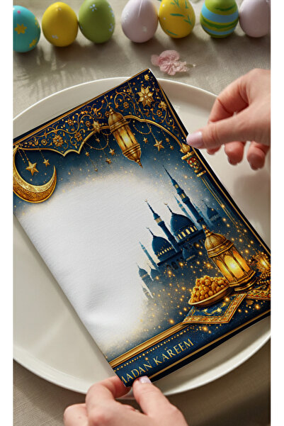 Markaev Navy Blue Ramadan Kareem Cotton Piece Napkin Set of 6