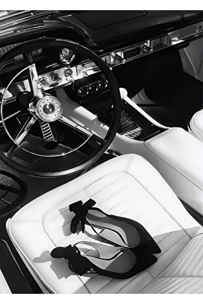 512 STORE Siyah Beyaz Klasik Car & Women Shoes Duvar Dekor Kuşe Kağıt Çerçeve...
