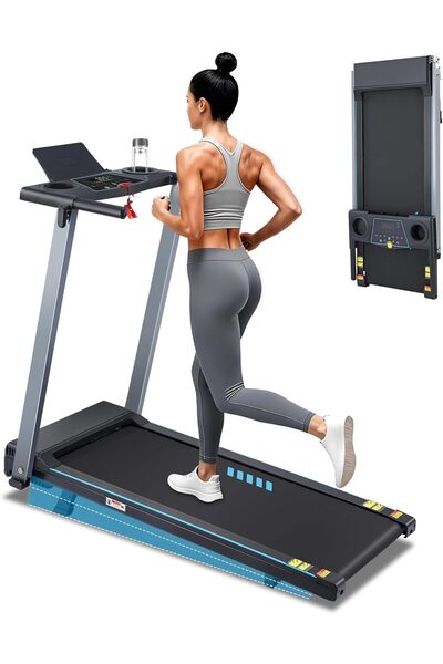 Yagud Incline Folding Treadmill with Handrails & Stabilizer Feet, Large Runni...