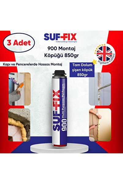 SUF FİX CONSTRUCTİON CHEMİCALS Suf-Fix 900 Tabancalı PU Montaj Köpüğü 750ml 3...