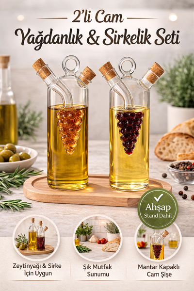 Berdina Home 2-Pack with Bamboo Stands and Double-Layered Borosilicate Glass ...