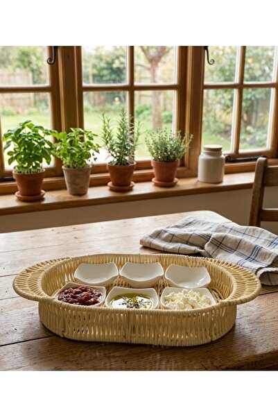 Mebey Home Sunumluk Hasır Tepsi 36x20