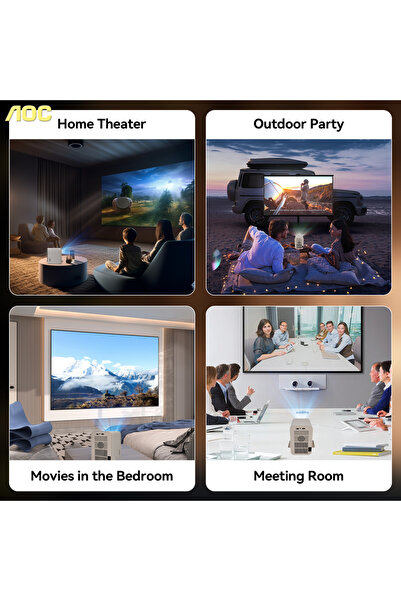 Aoc جهاز عرض محكم الإغلاق بدقة 1080 بكسل، سطوع 9000 لومن، تركيز تلقائي، يدعم ...