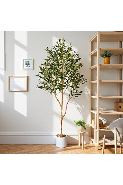 BESTONE Realistic Artificial Olive Tree, No Maintenance Fake Tree for Home Decor
