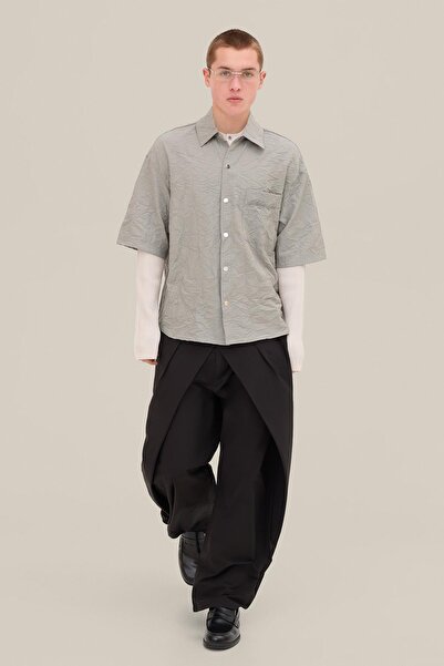 Bershka Kısa kollu kırışık görünümlü gömlek