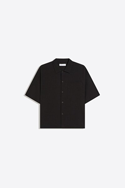 Bershka Kısa kollu pileli boxy fit gömlek