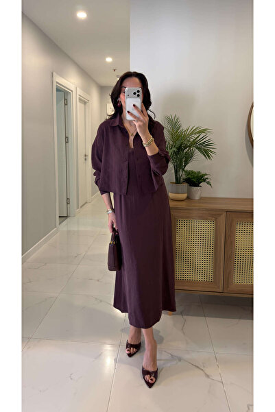 BİRCANÇİL Set rochie-cămașă Minnisa Mürdüm