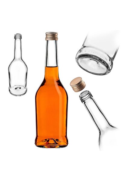 KADAX Sticlă de sticlă pentru lichior, 500 ml, cu capac auriu, 1 buc.