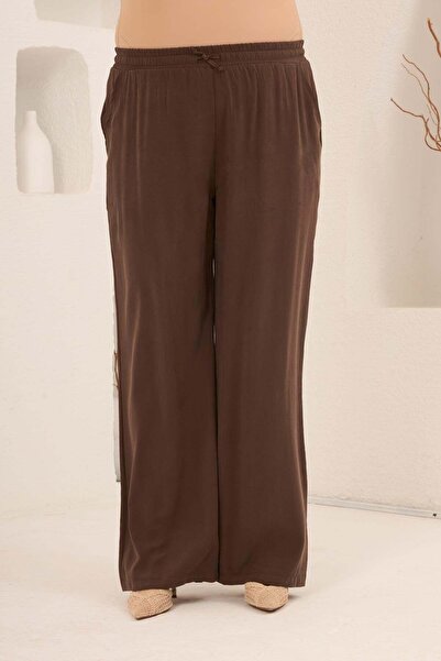 RMG Pantaloni de damă cu talie elastică și detaliu cu șireturi în talie, mări...