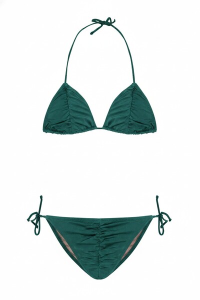 AQUELLA Gathered Triangle Bikini Set