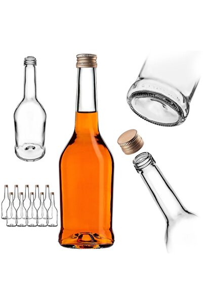 KADAX Sticlă de sticlă pentru lichior, 500 ml, cu capac auriu, 10 buc.