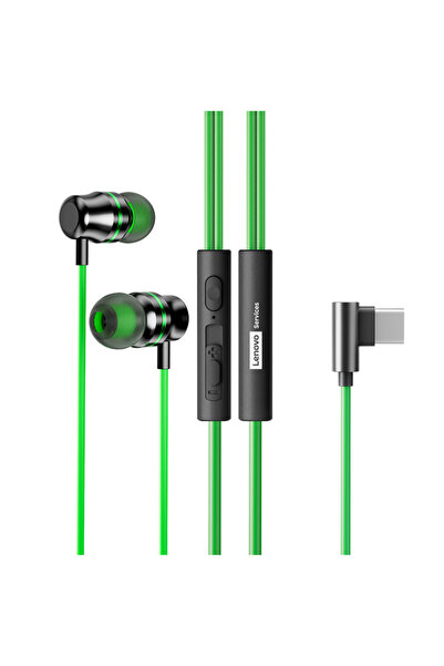Choice4 Lenovo Black Green Type-C YF38 Wired Headphones Type-C/3.5mm With Wir...