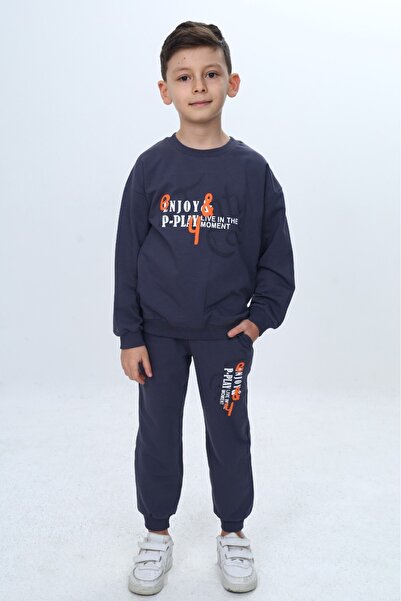 Toontoy Boy's Tracksuit Set with Text on the Front Printed