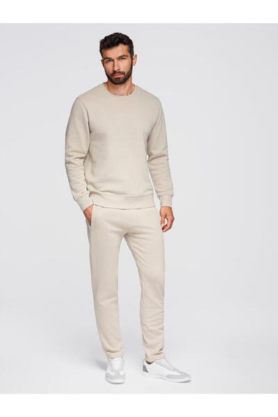 OMBRE Men's Casual Cotton Tracksuit Set Z122 Light grey