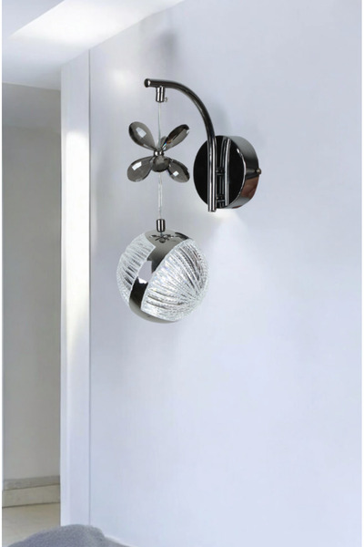 EY-EL TASARIM Perla Stylish Led Sconce Butterfly Stone Pendant Lamp Chrome