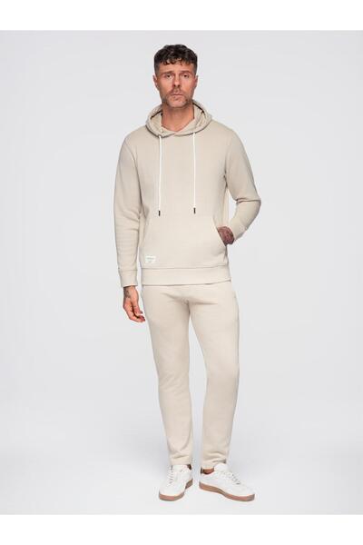 OMBRE Men's Cotton Tracksuit Set, Sweatshirt and Sports Pants Z120 Light grey