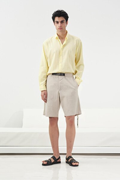 GIESTO Leather K Belt İ Bej Ke Linen Ort