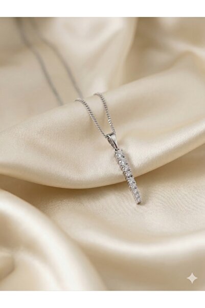 ESRADA 3S Crystal Stone Bar Steel Necklace