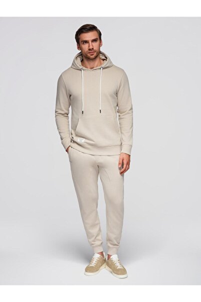 OMBRE Men's Cotton Tracksuit Set, Sweatshirt and Jogger Pants Z121 Light grey