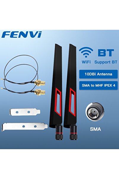 Choice FENVI 2PcsX10Dbi Antenna Set AX210 NGFF WiFi Card 2.4/5GHz Dual Band M...