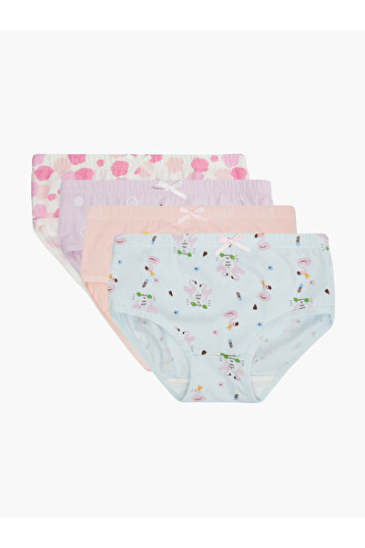 Styli عبوة من 4 قطع - سراويل داخلية قطن مطبوع للبنات