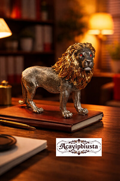 ACAYİPBİUSTA Dekoratif Aslan Heykeli – Ofis Masaüstü Liderlik Sembolü Premium...