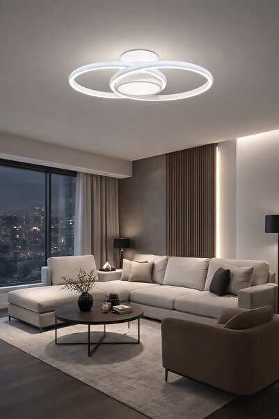 Fer Avize Elsa Modern Tasarım Enerji Tasarruflu Led Avize Beyaz Işık Salon Ço...