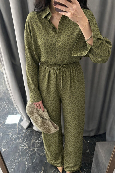 Mzr Collection KADIN LEOPAR SATEN İKİLİ TAKIM